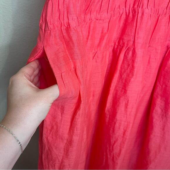 NEW J. Crew Women's Hyacinth V-Neck Pink Midi Dress in Ramie M - Picture 5 of 9